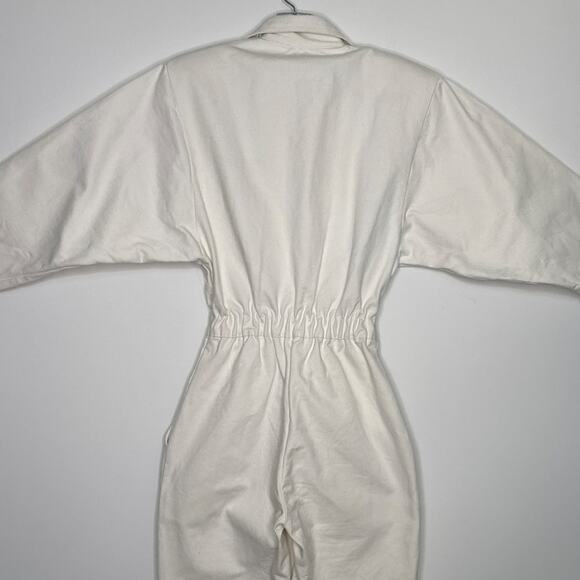 Vintage Venezia Sportswear White Denim Jumpsuit 80s Power Suit Cinched Waist XXS - Picture 5 of 16